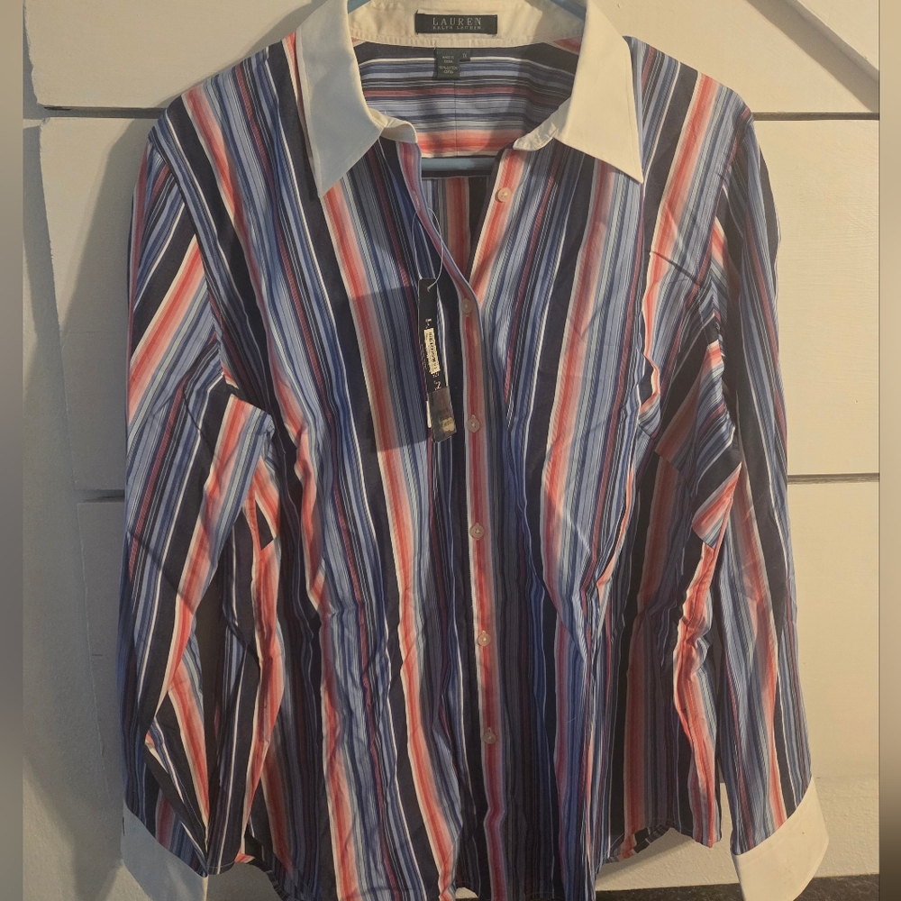 Ralph Lauren Blue and Pink Striped Top